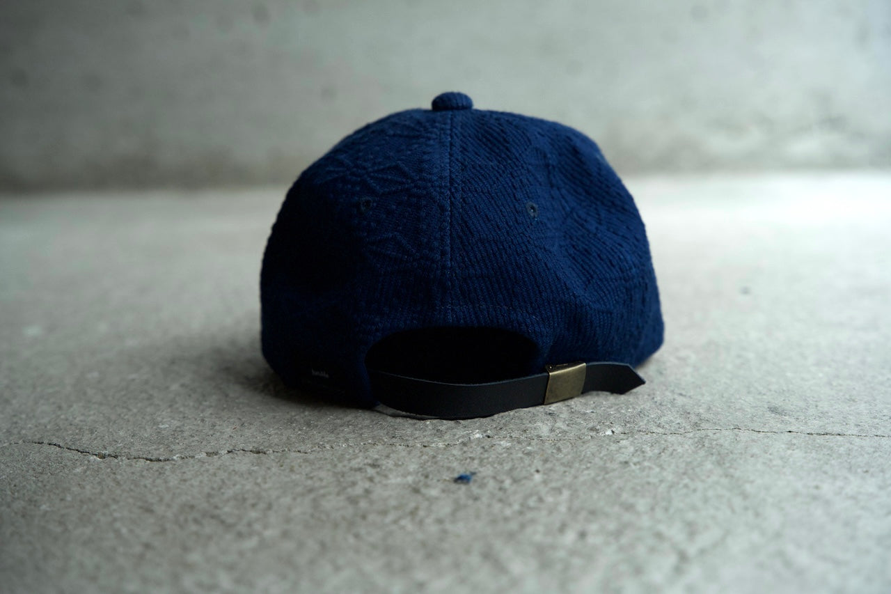 Sashiko Baseball Cap / Dark Indigo "Hemp Leaf"