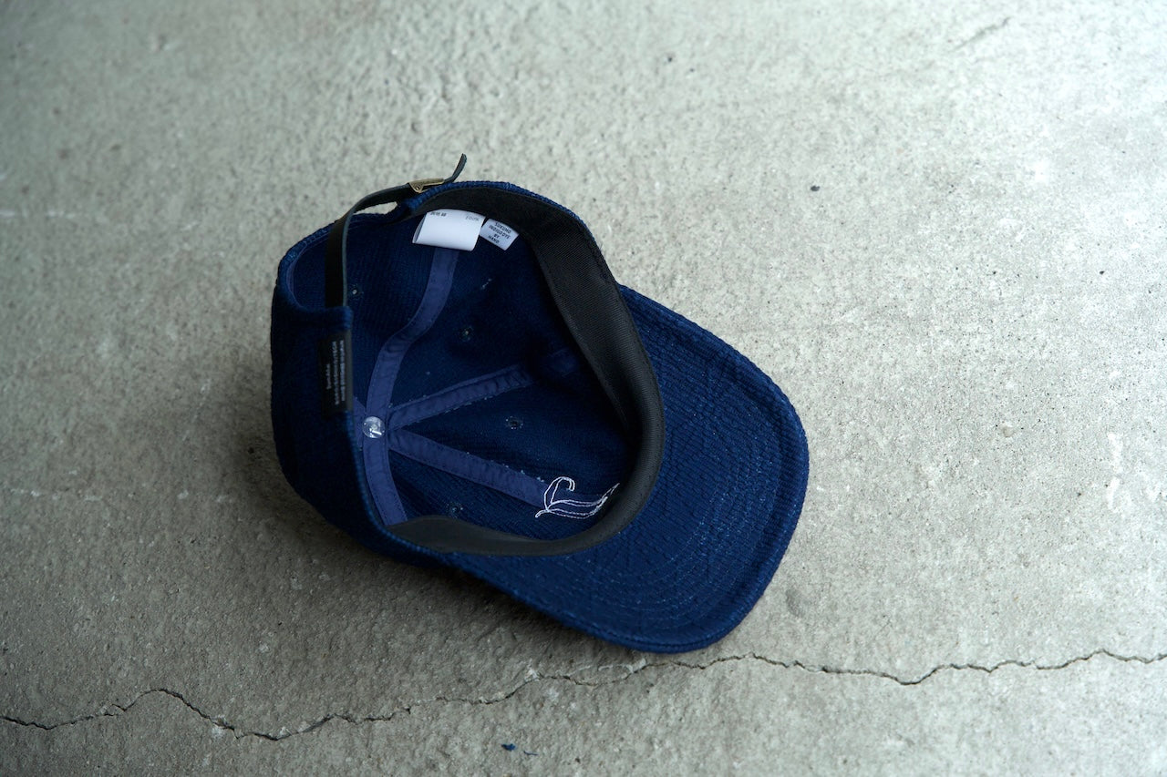 Sashiko Baseball Cap / Dark Indigo "Hemp Leaf"