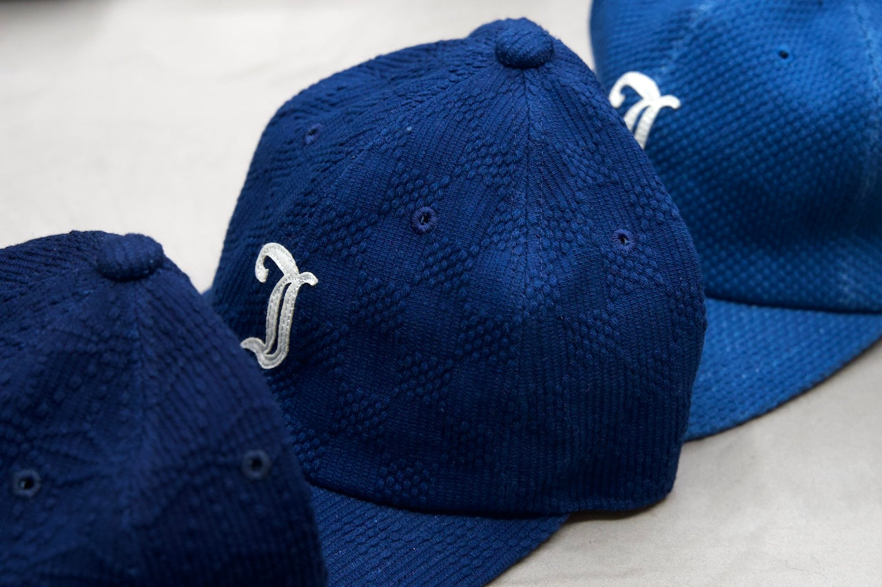 Sashiko Baseball Cap / Mid Indigo "Ichimatsu"