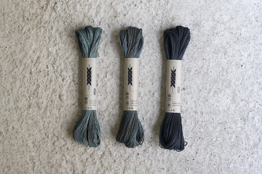 刺し子糸 柿渋染 藍重ね 合太 40m