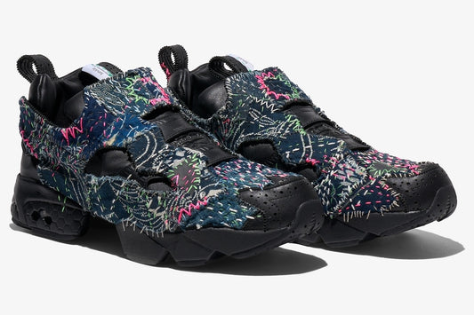 EG x JUNALE - Black Sashiko Reebok Instapump Fury 94