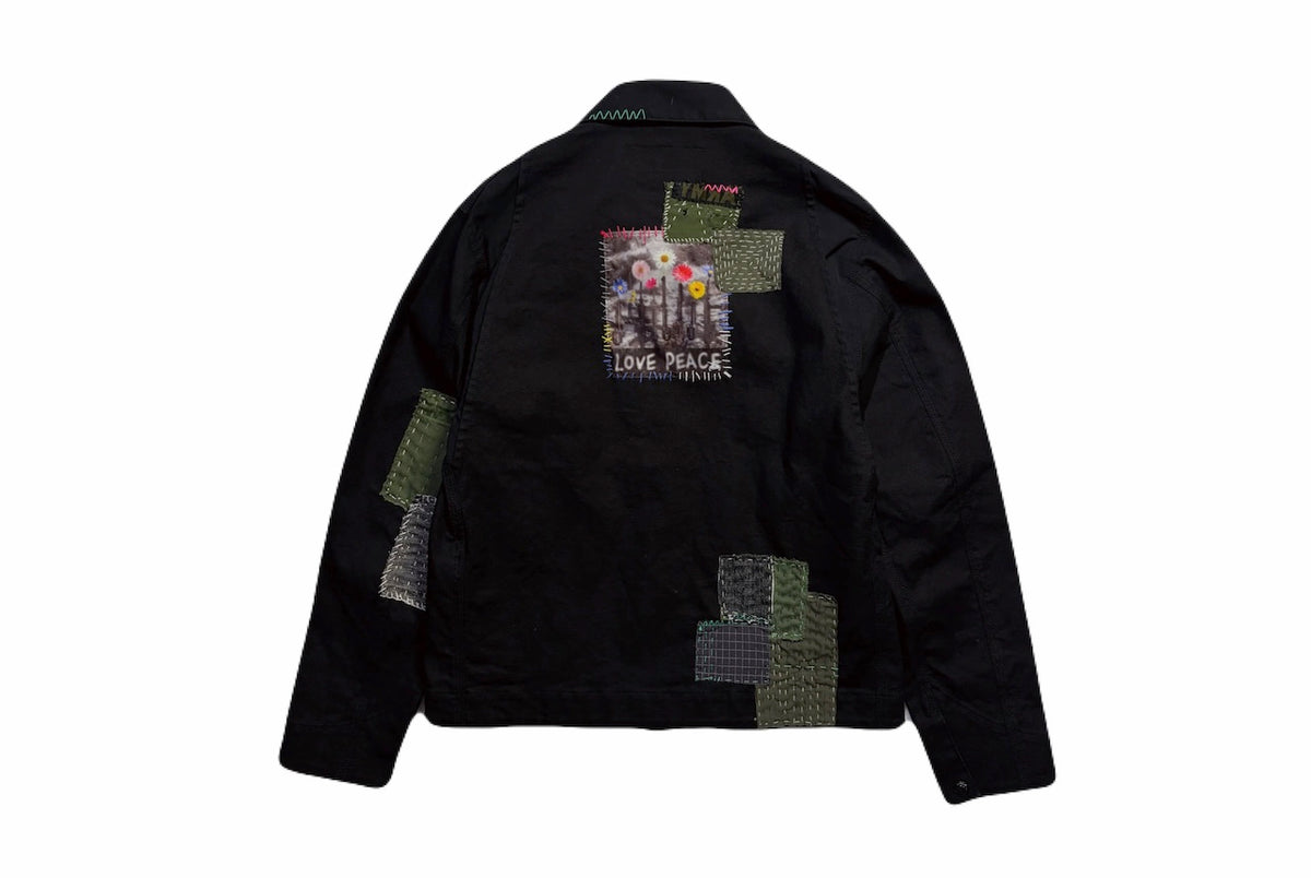 JunAle SASHIKO OXFORD STRETCH JACKET / BLACK