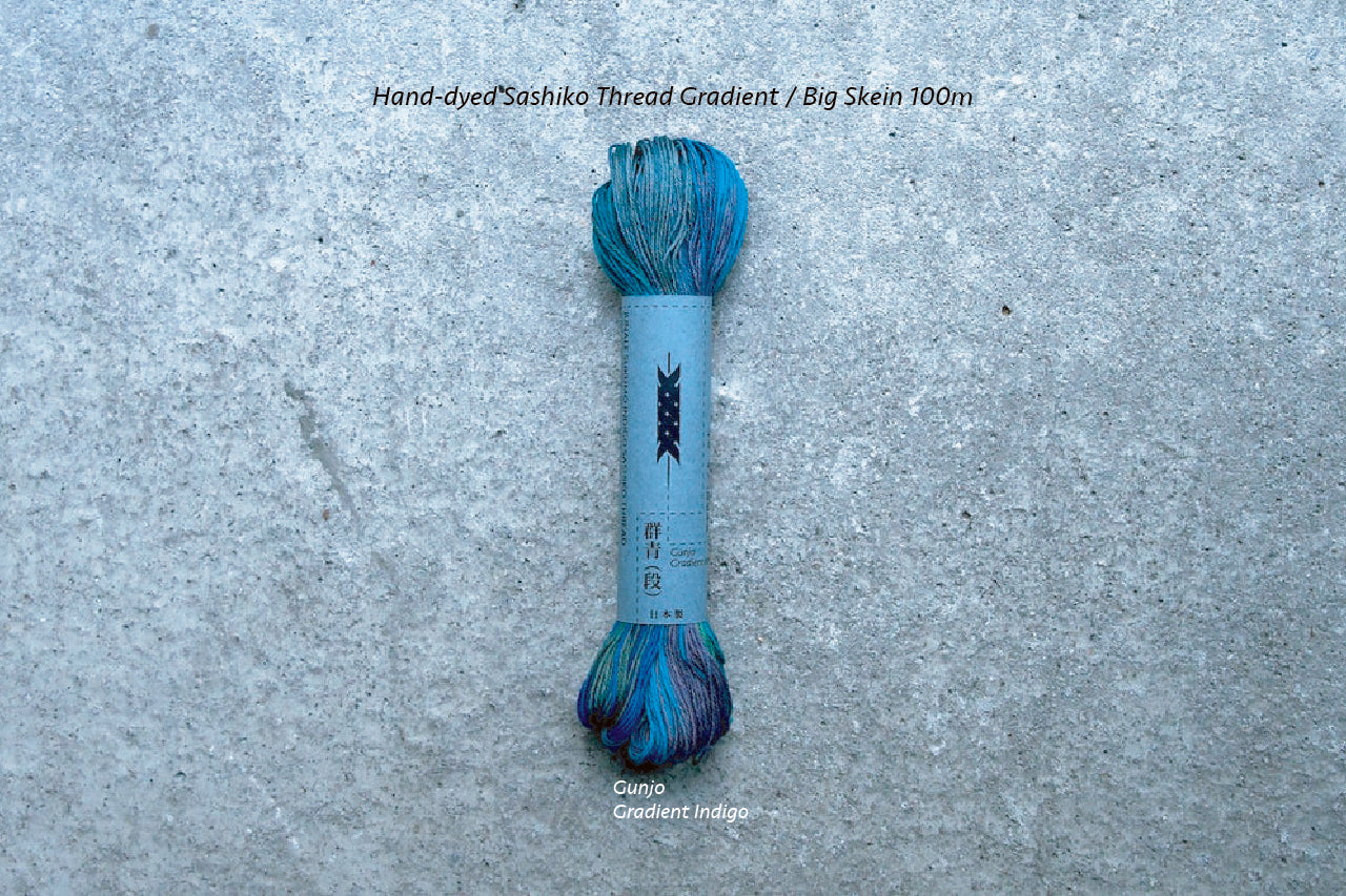 Hand-dyed Sashiko Thread "Gunjo" Over-Dyed Thick 100m