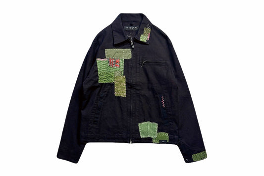 JunAle SASHIKO OXFORD STRETCH JACKET / BLACK