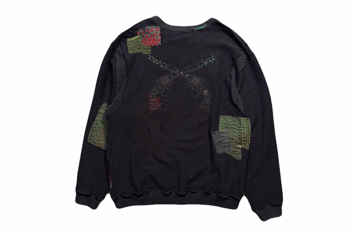 JunAle SASHIKO SWEATSHIRT CROSSGUN METAL / GRAY