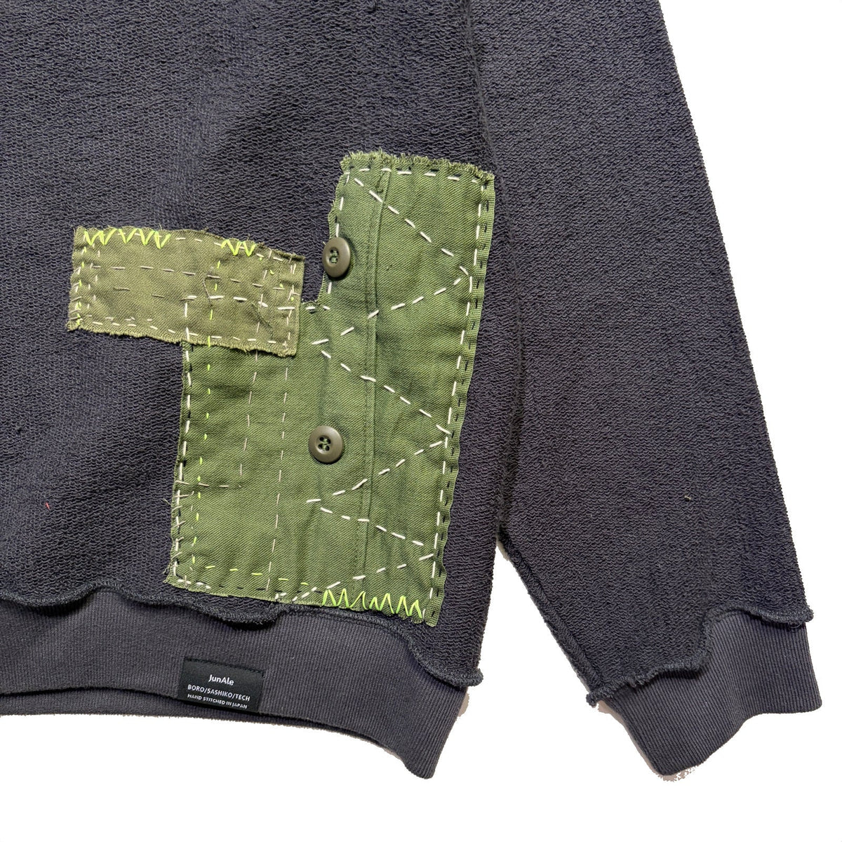 JunAle SASHIKO SWEATSHIRT CROSSGUN METAL / GRAY