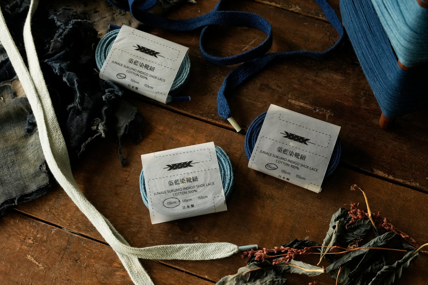Faded Indigo Dyed Shoelaces [Flat]