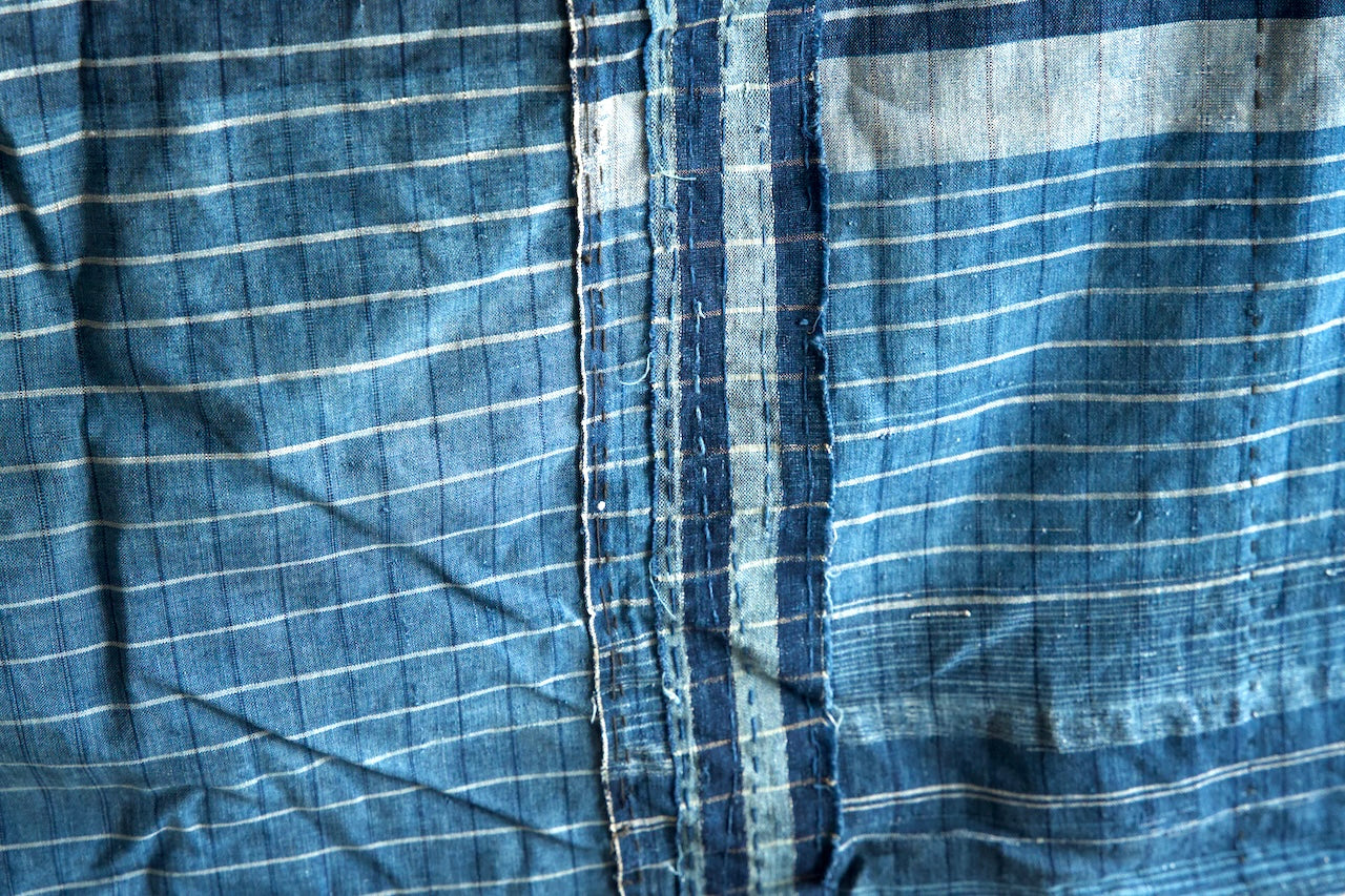 チェック＆ストライプの襤褸　ぼろ　japan vintage boro チェック＆ストライプの襤褸 ぼろ japan vintage boro