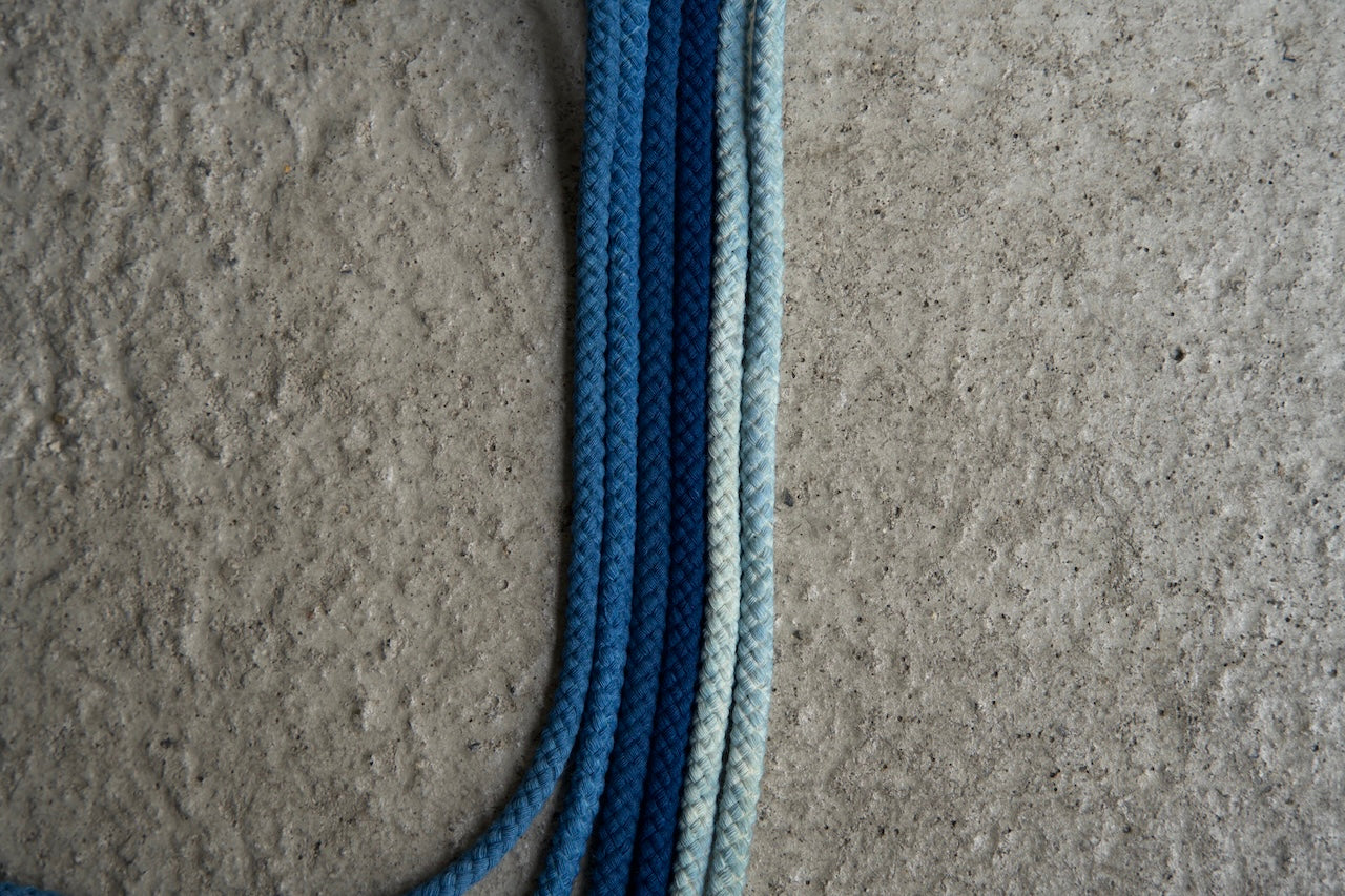 Faded Indigo Dyed Shoelaces [Round]