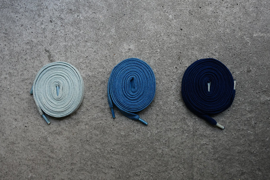 Faded Indigo Dyed Shoelaces [Flat]