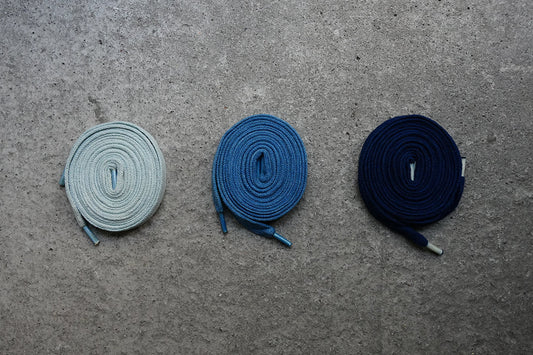 Faded Indigo Dyed Shoelaces [Flat]