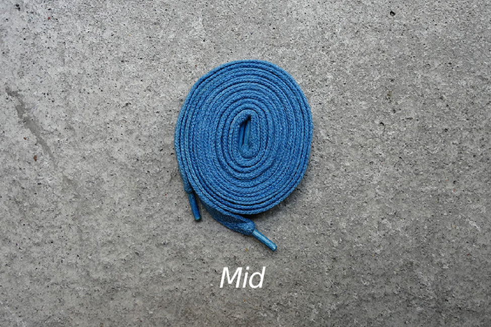 Faded Indigo Dyed Shoelaces [Flat]