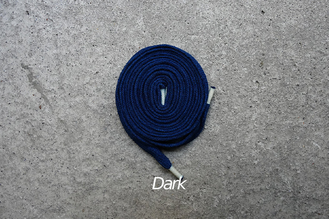 Faded Indigo Dyed Shoelaces [Flat]
