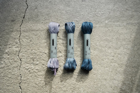 刺し子糸 紅花染 藍重ね 合太 100m