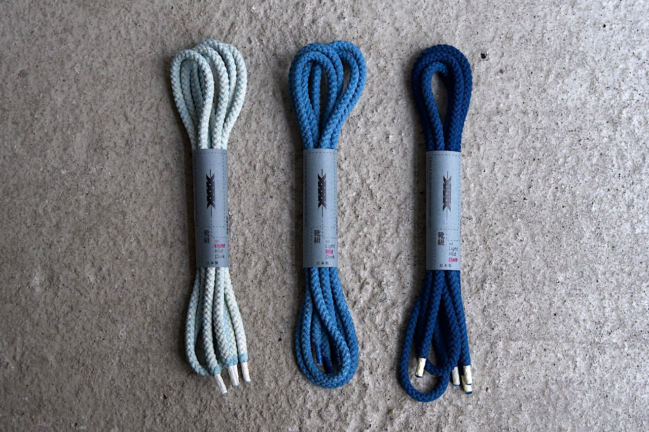 Faded Indigo Dyed Shoelaces [Round]