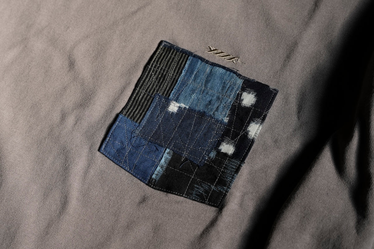 Sashiko pocket Oversized L/S Tee [GRAY]