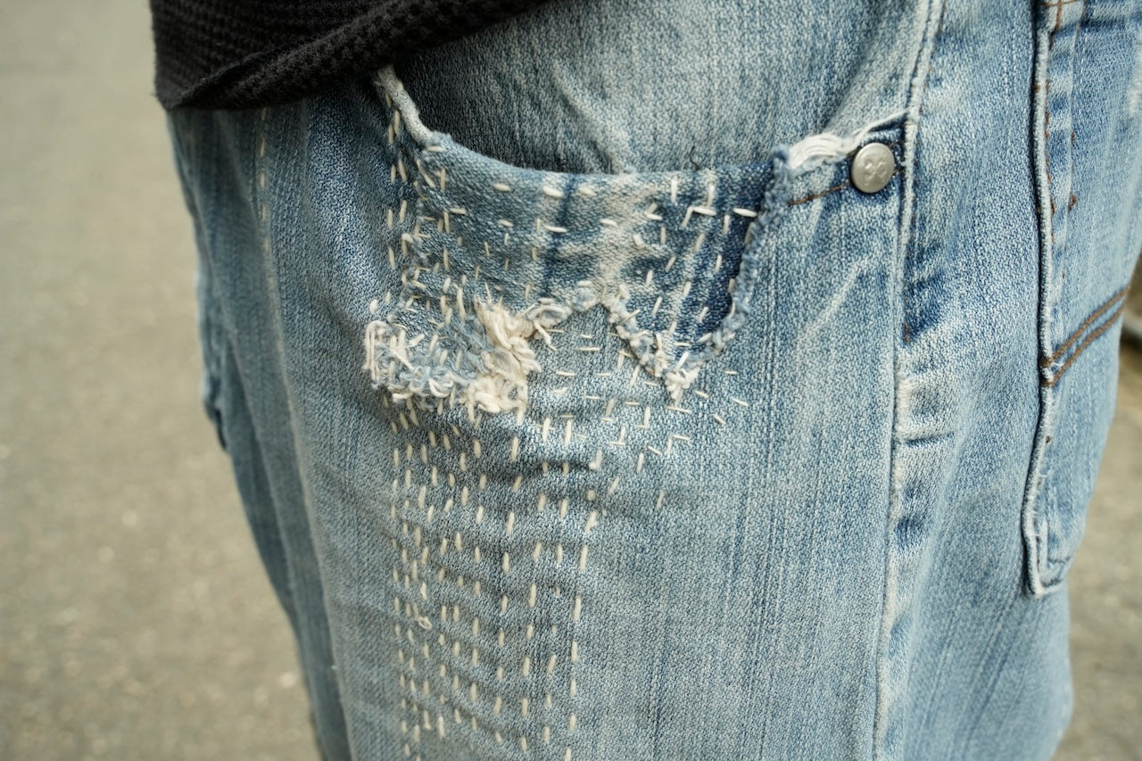 LIGHT BLUE DENIM SASHIKO PATCHED 005