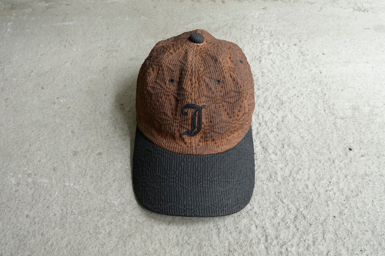 Sashiko Baseball Cap Combi Indigo & Persimmon "麻の葉"