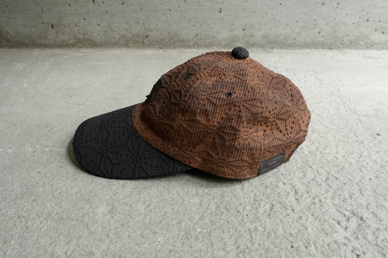 Sashiko Baseball Cap Combi Indigo & Persimmon "麻の葉"