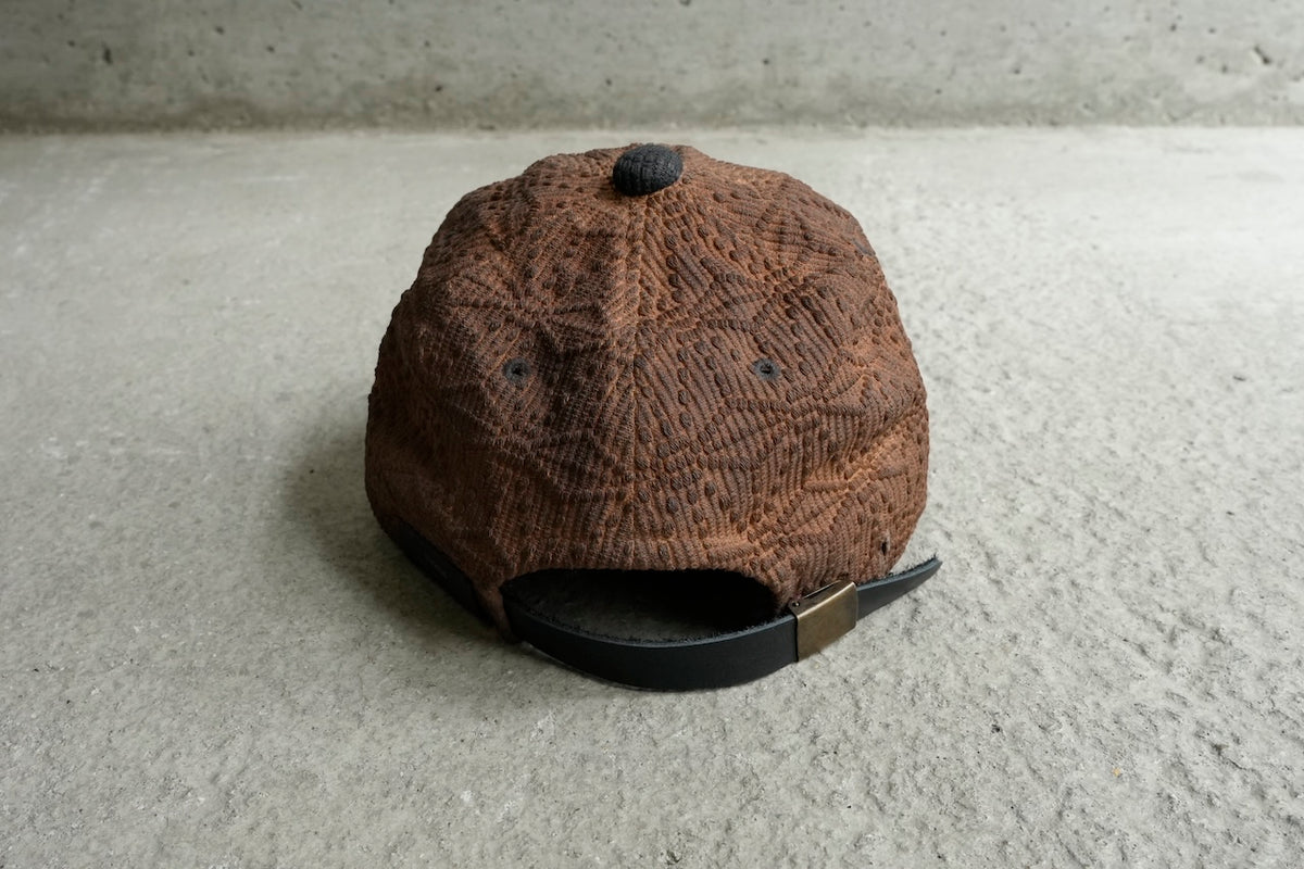 Sashiko Baseball Cap Combi Indigo & Persimmon "麻の葉"
