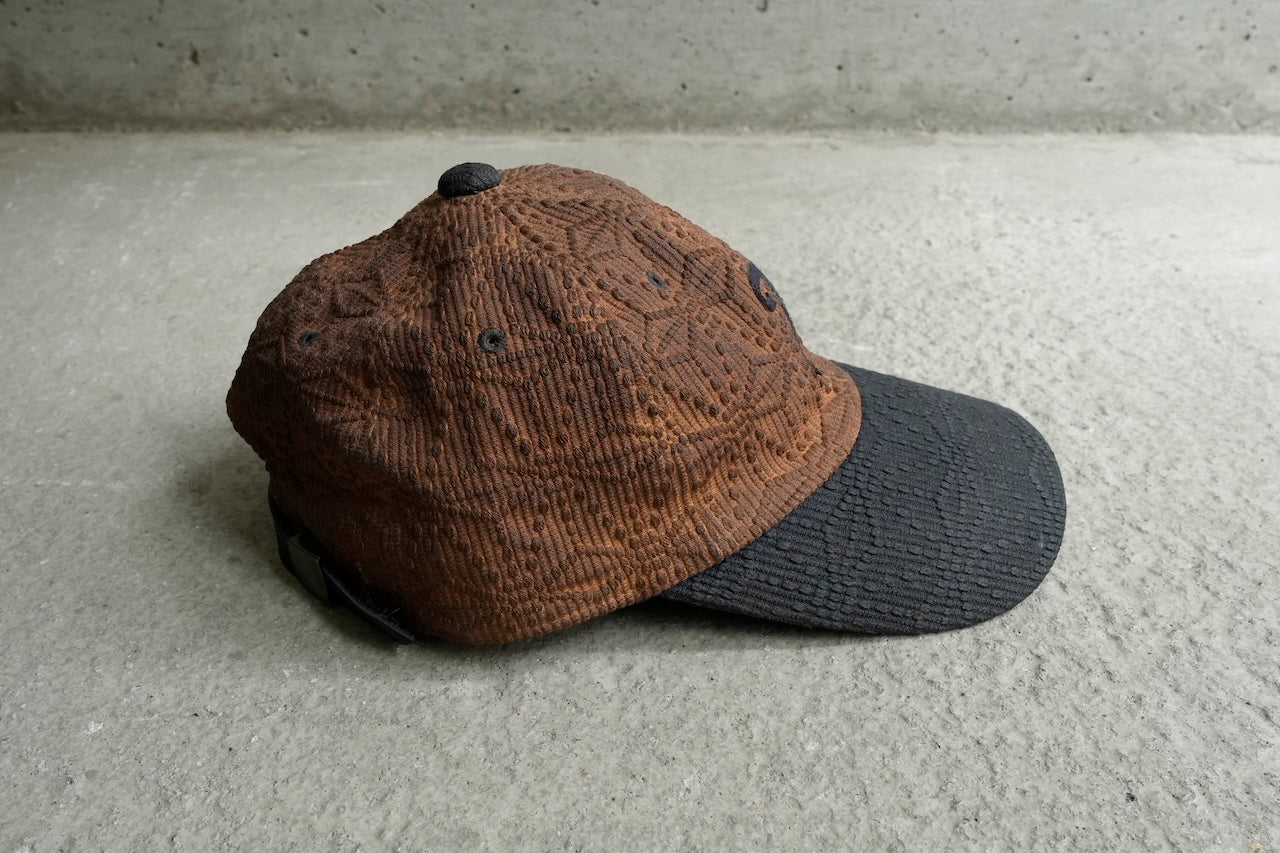 Sashiko Baseball Cap Combi Indigo & Persimmon "麻の葉"