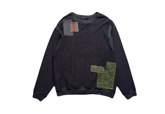 JunAle SASHIKO SWEATSHIRT CROSSGUN METAL / GRAY