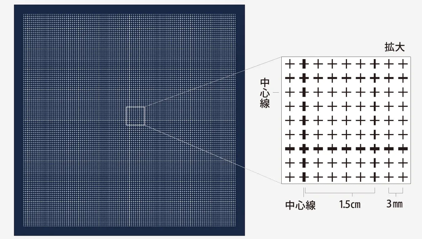 刺し子ふきん　紺　方眼